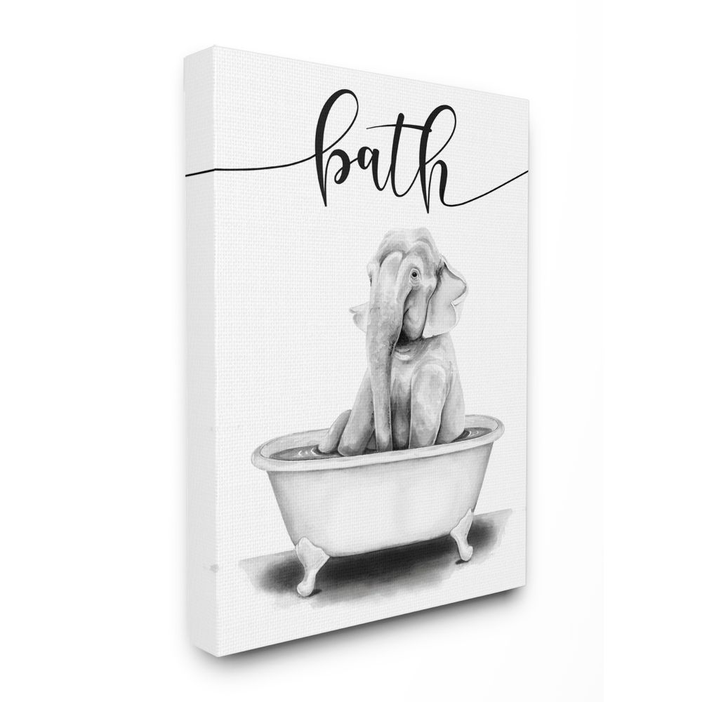 Stupell Industries Elephant Bath Animal Bath Tub Sketch Cleanliness Canvas Wall Art Design by Rachel Nieman