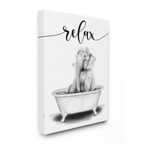 Stupell Industries Elephant Bathroom Relax Text Animal Tub Sketch Canvas Wall Art Design by Rachel Nieman, 16" x 20"