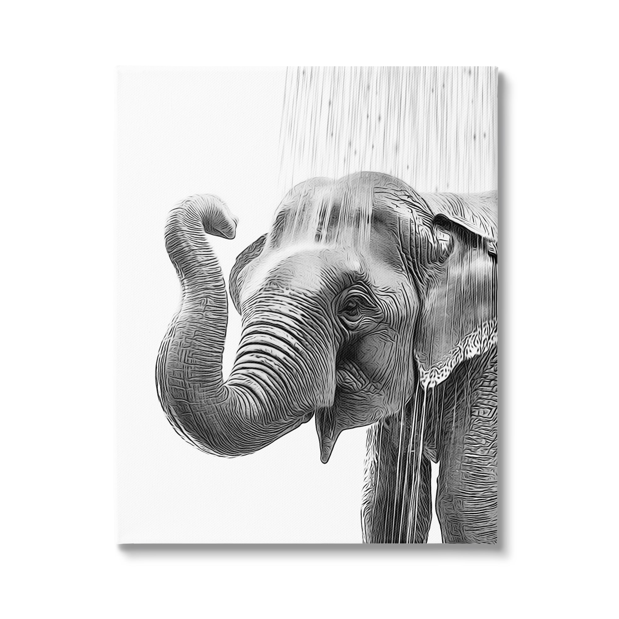 Stupell Industries Elephant Bathroom Splash Animals & Insects Painting Gallery Wrapped Canvas Art Print Wall Art, 30 x 40