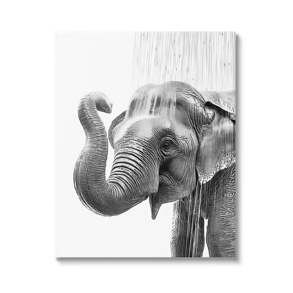 Stupell Industries Elephant Bathroom Splash Animals & Insects Painting Gallery Wrapped Canvas Art Print Wall Art, 30 x 40