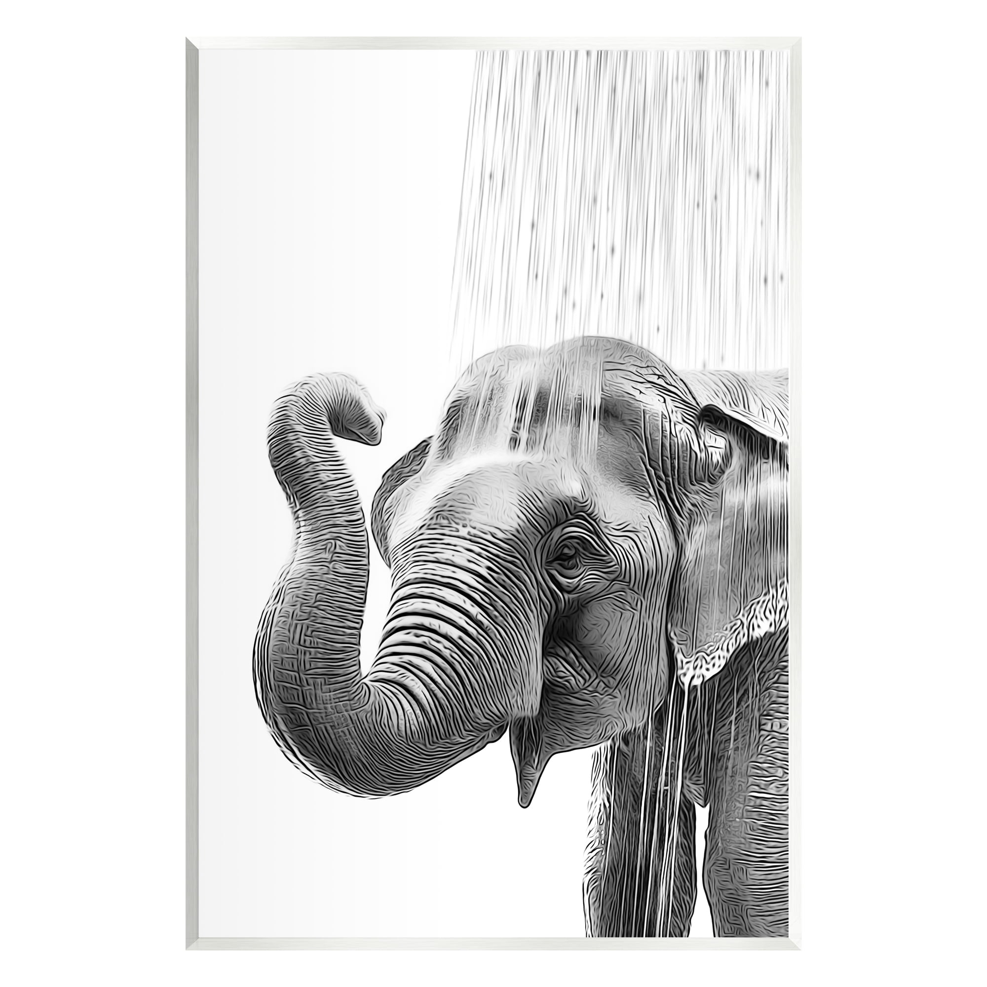 Stupell Industries Elephant Bathroom Splash Animals & Insects Painting Unframed Art Print Wall Art, 13 x 19