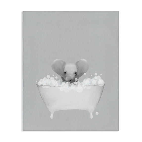 Stupell Industries Rustic Lodge Elephant Blue Bath Cute Canvas Art, 24 x 30, by Leah Straatsma