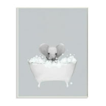 Stupell Industries Elephant Blue Bath Cute Animal Design Graphic Art Unframed Art Print Wall Art, 10x15, by Leah Straatsma