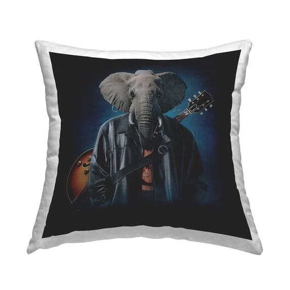 Stupell Industries Elephant Cooper Musician Decorative Printed Throw Pillow, 18 x 18