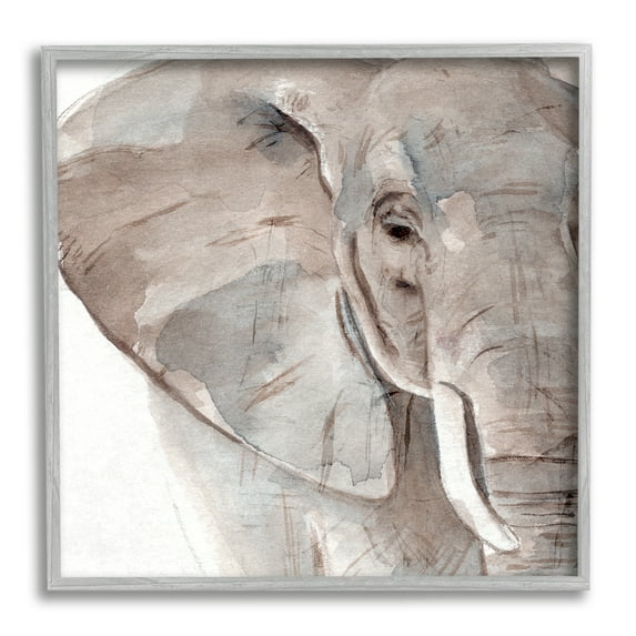 Stupell Industries Elephant Ear Animal Portrait Small Husks Grey Wrinkles, 17 x 17, Design by Annie WarrenÃÂ 