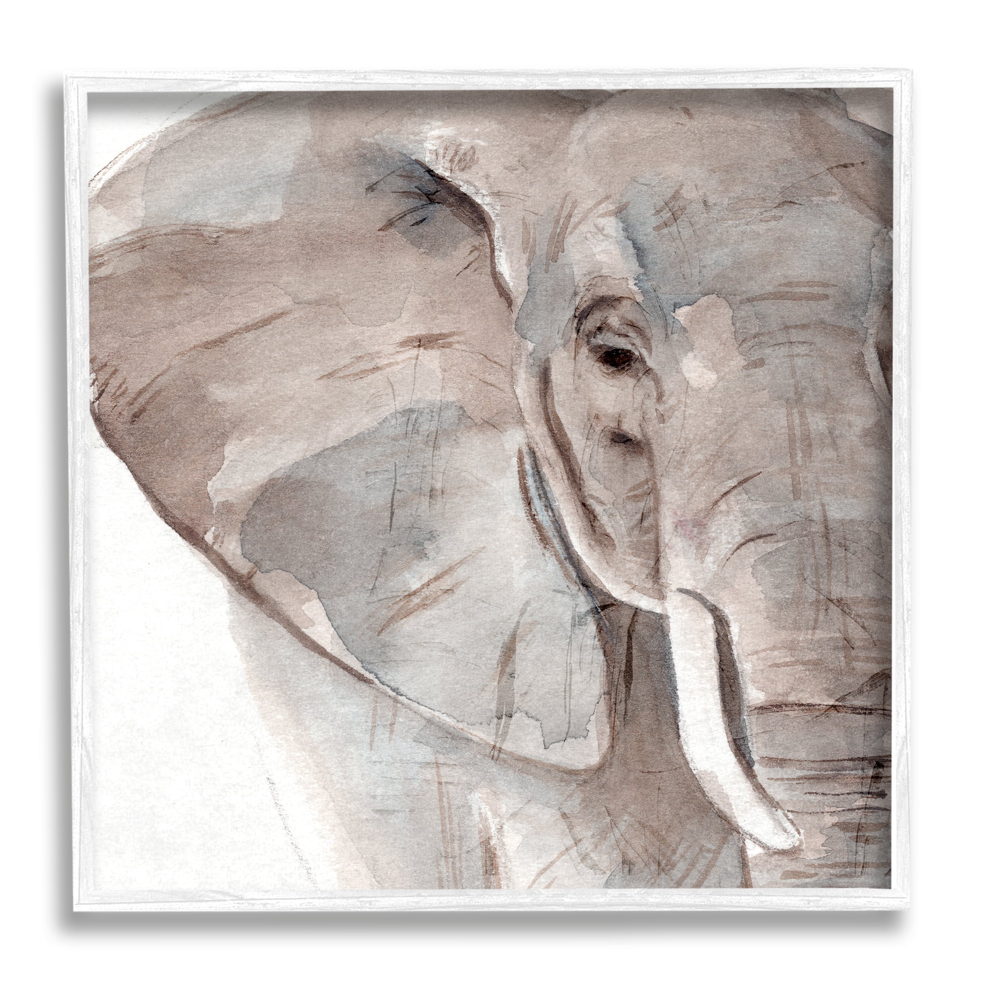 Stupell Industries Elephant Ear Animal Portrait Small Husks Grey Wrinkles, 17 x 17, Design by Annie WarrenÂ&nbsp;