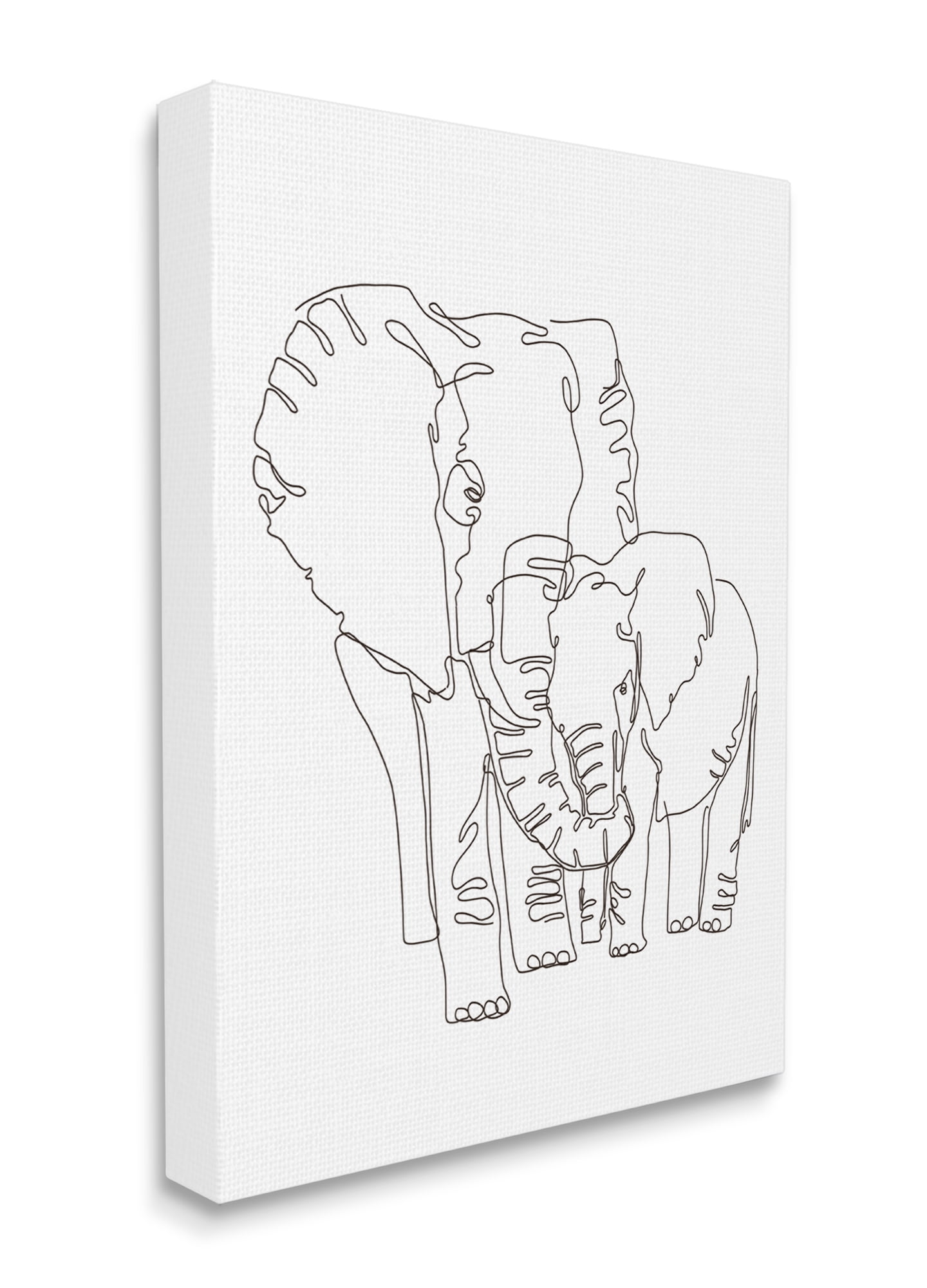 Stupell Industries Elephant Family Holding Trunks Minimal Linework Canvas Wall Art, 16 x 20, Design by Ziwei Li