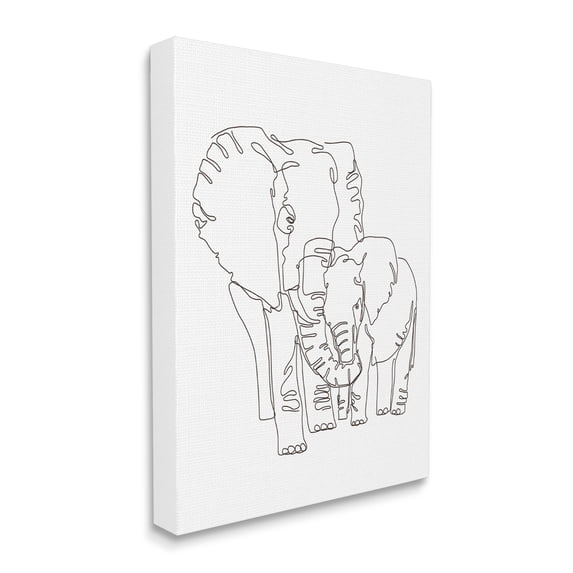 Stupell Industries Elephant Family Holding Trunks Minimal Linework Canvas Wall Art, 16 x 20, Design by Ziwei Li