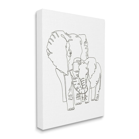 Stupell Industries Elephant Family Holding Trunks Minimal Linework Canvas Wall Art, 36 x 48, Design by Ziwei Li