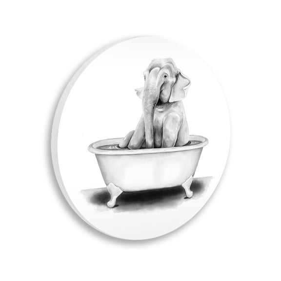 Stupell Industries Elephant In A Tub Funny Animal Bathroom Drawing,12 x 12,Design By Rachel Neiman