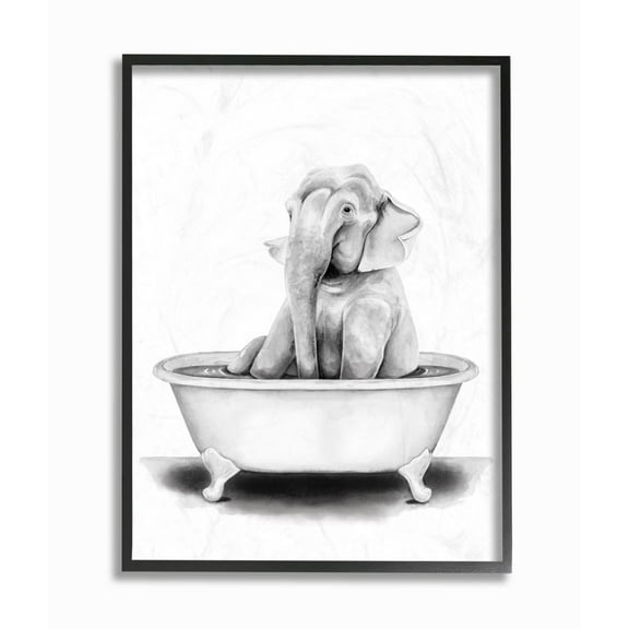 Stupell Industries Elephant In A Tub Funny Animal Bathroom Drawing Gallery-Wrapped Canvas Print Wall Art, 36x48, by Rachel Neiman