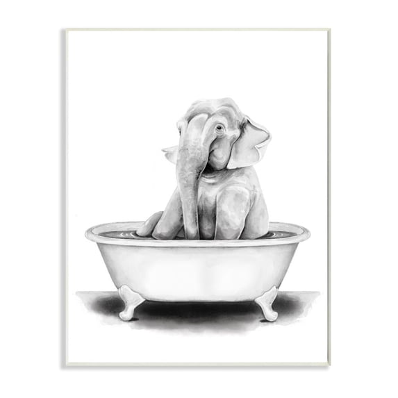 Stupell Industries Elephant In A Tub Funny Animal Bathroom Drawing Wall Plaque by Rachel Neiman