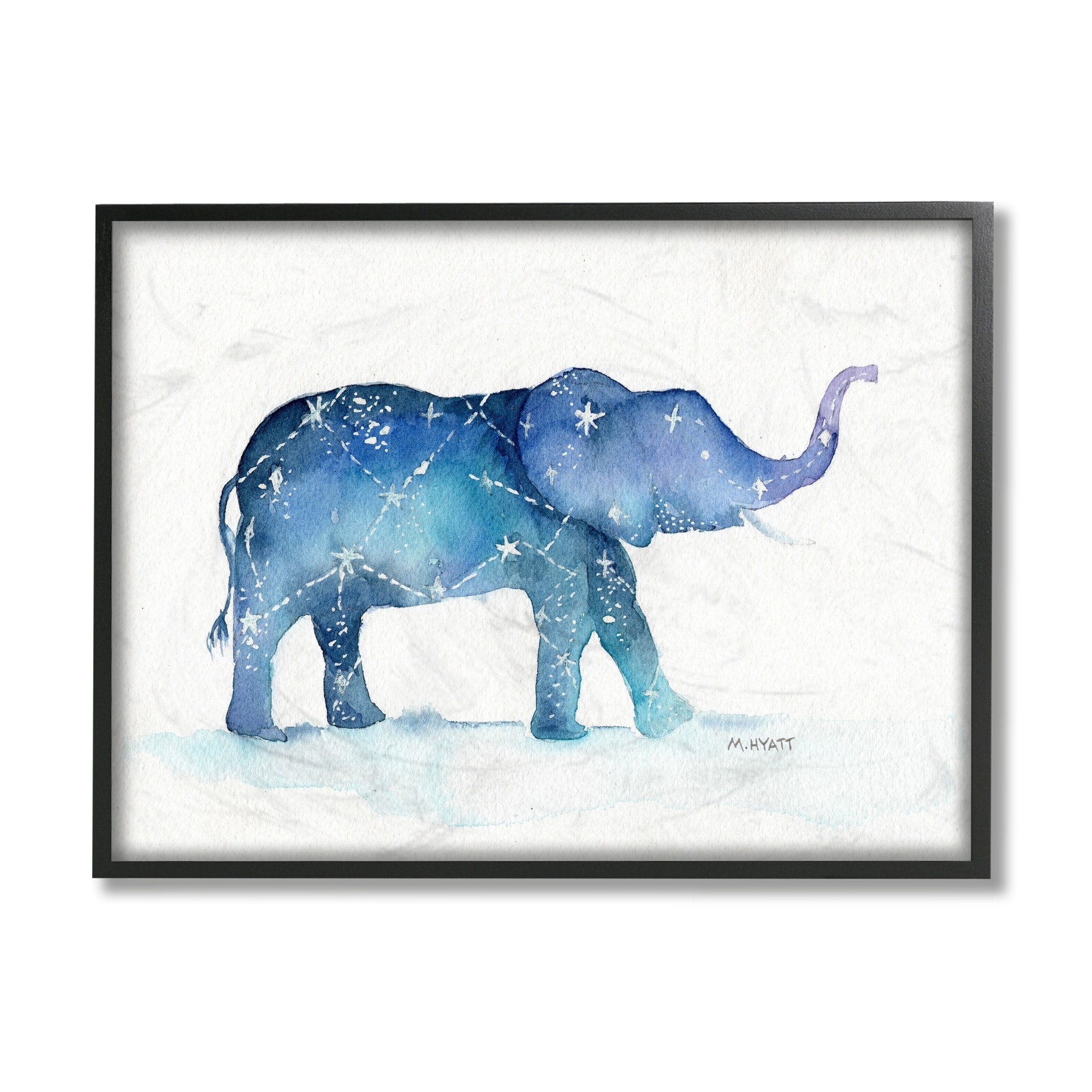 Stupell Industries Elephant March with Abstract Night Sky Constellation Black Framed, 24 x 30, Design by Melissa Hyatt LLC