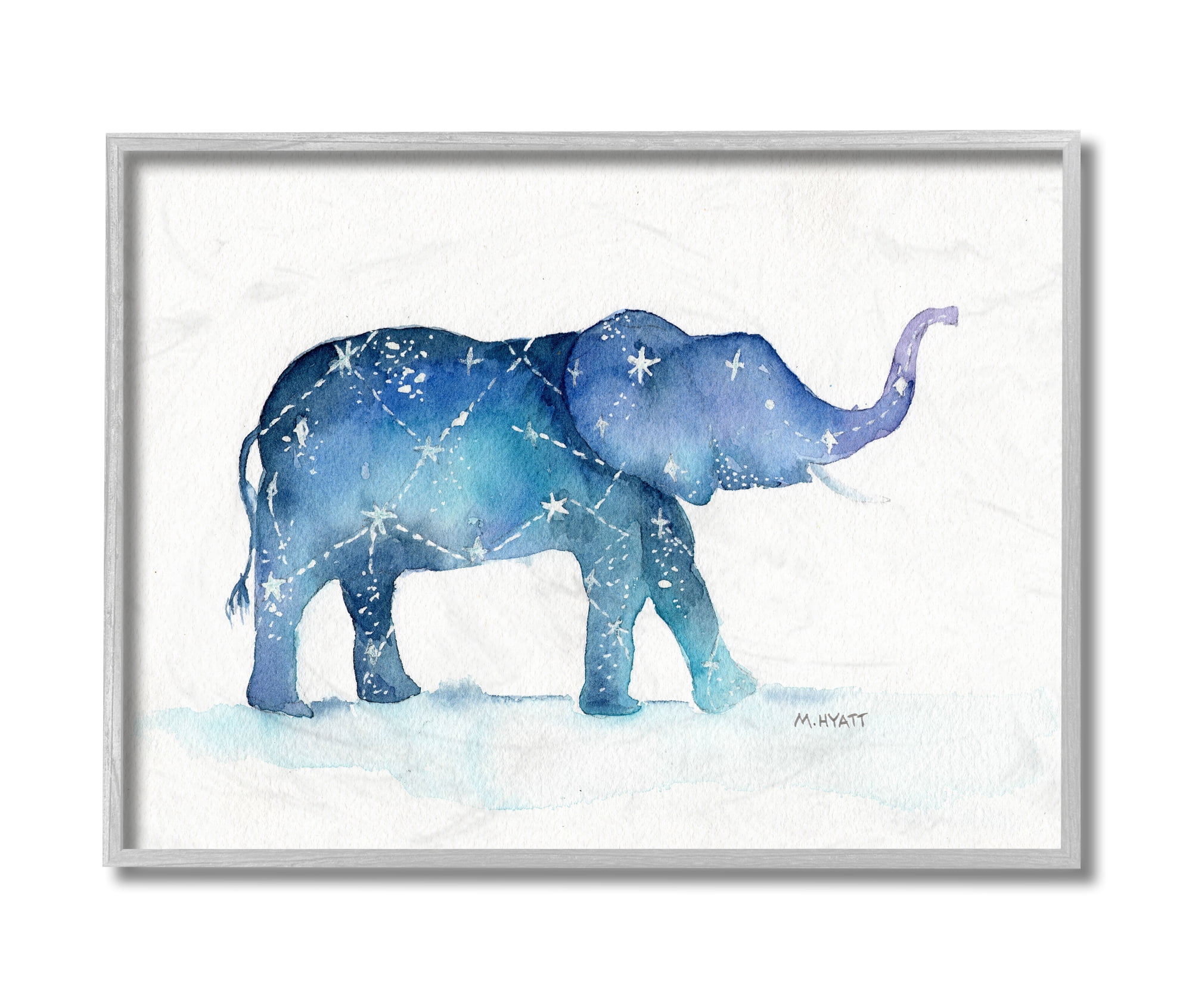 Stupell Industries Elephant March with Abstract Night Sky Constellation Grey Framed, 11 x 14, Design by Melissa Hyatt LLC