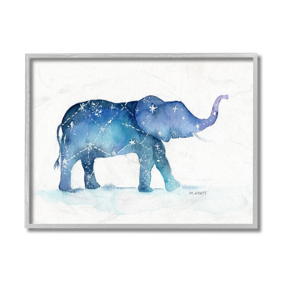Stupell Industries Elephant March with Abstract Night Sky Constellation Grey Framed, 11 x 14, Design by Melissa Hyatt LLC