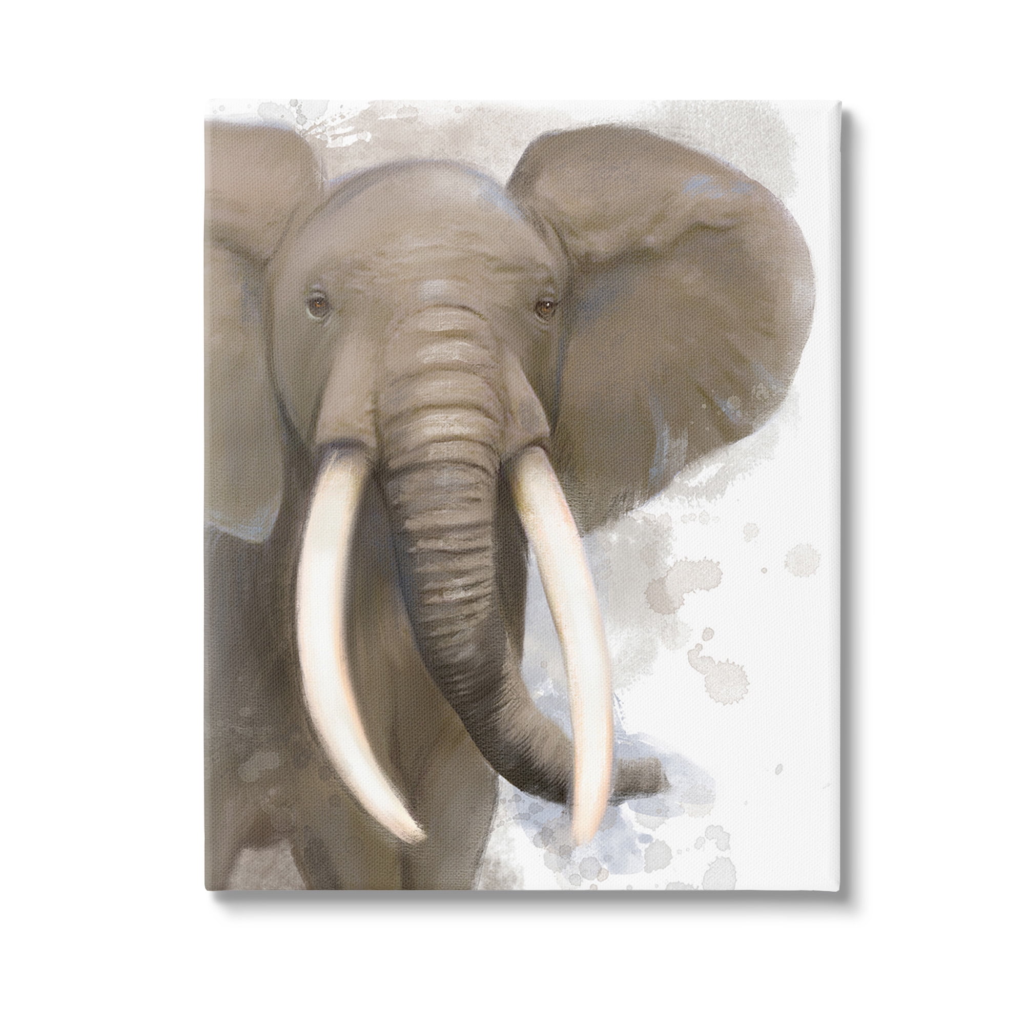 Stupell Industries Elephant & Modern Splash Animals & Insects Painting Gallery Wrapped Canvas Art Print Wall Art, 24 x 30