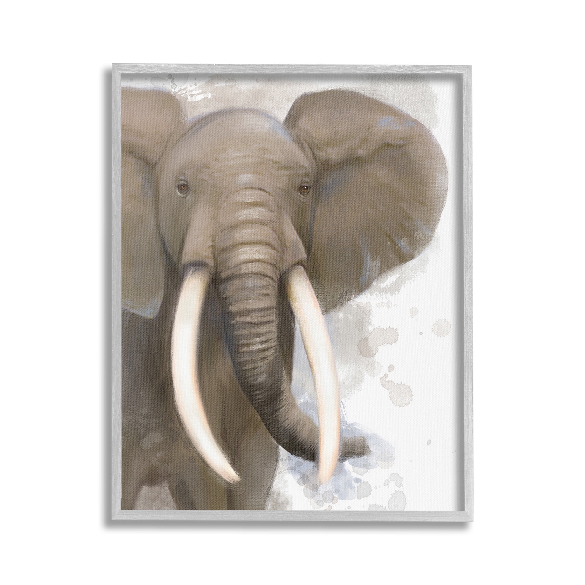 Stupell Industries Elephant & Modern Splash Animals & Insects Painting Gray Framed Art Print Wall Art, 24 x 30