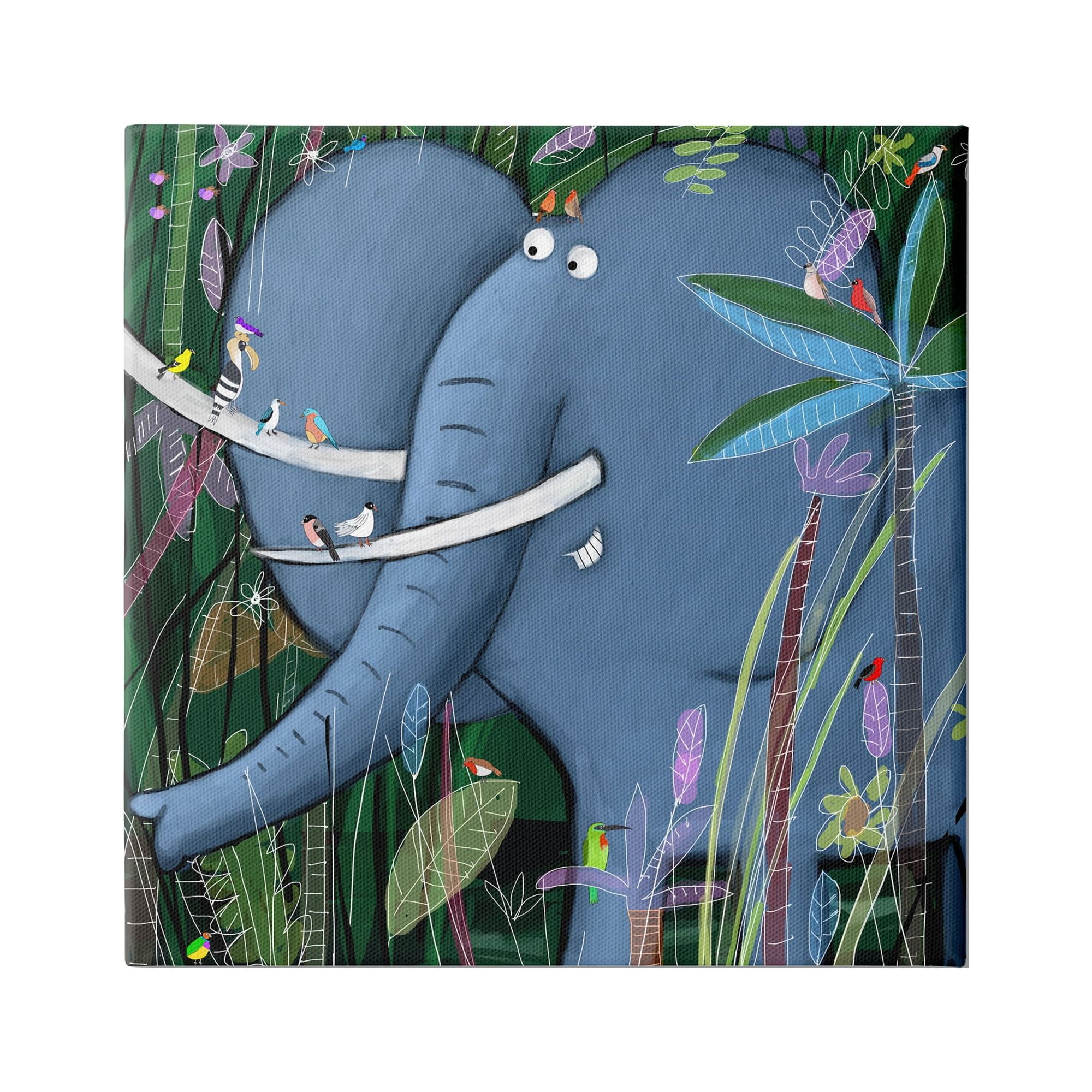 Stupell Industries Elephant Safari Illustration Children's Tropical Jungle Animal, 17 x 17,Design by Carla Daly