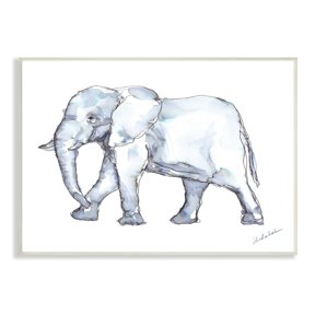 Stupell Industries Elephant Walking Casual Watercolor Sketch Style Painting Unframed Art Print Wall Art, Design by Kendra Shedenhelm