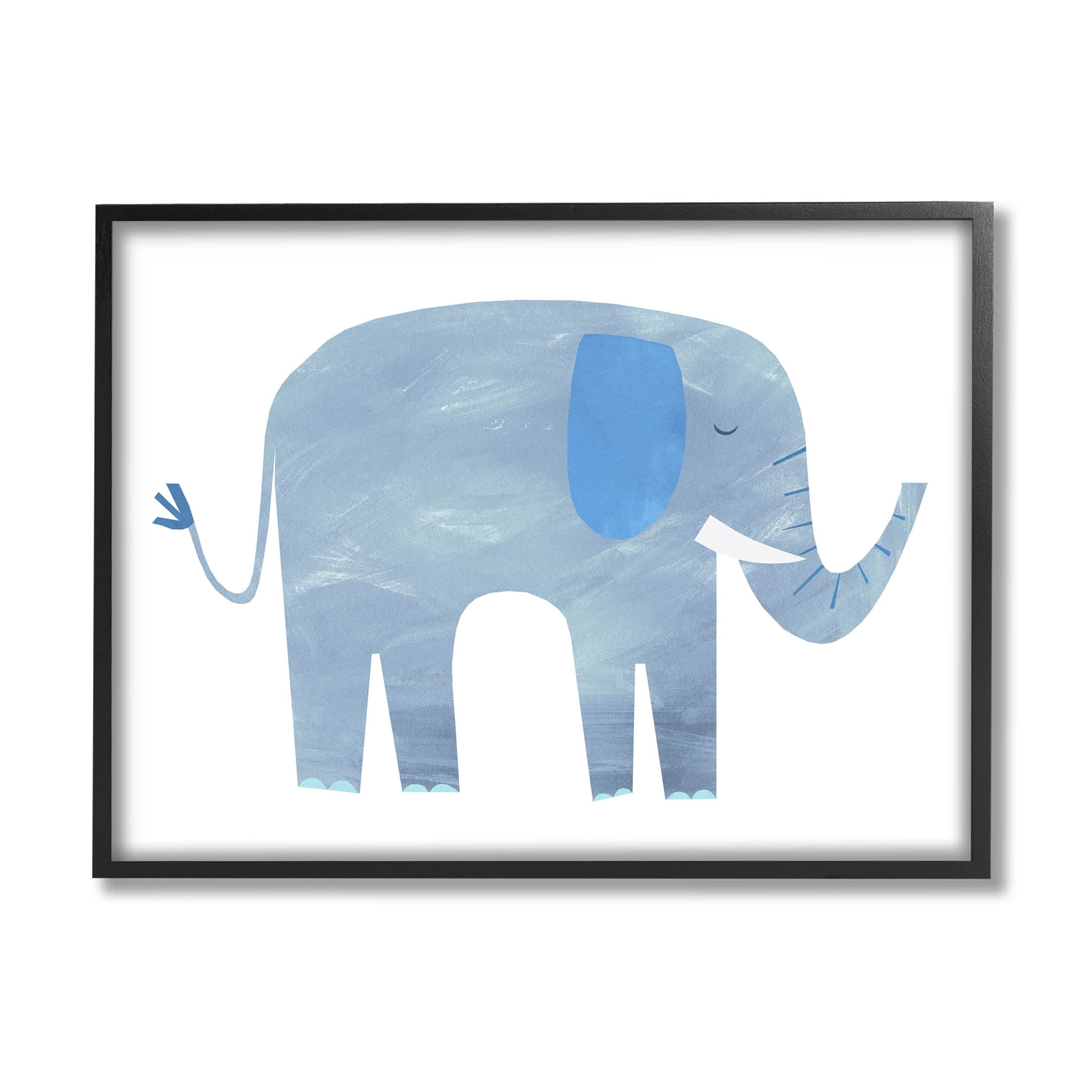 Stupell Industries Elephant Wildlife Animal Shape Graphic Art Black Framed Art Print Wall Art, Design by Emily Kopcik