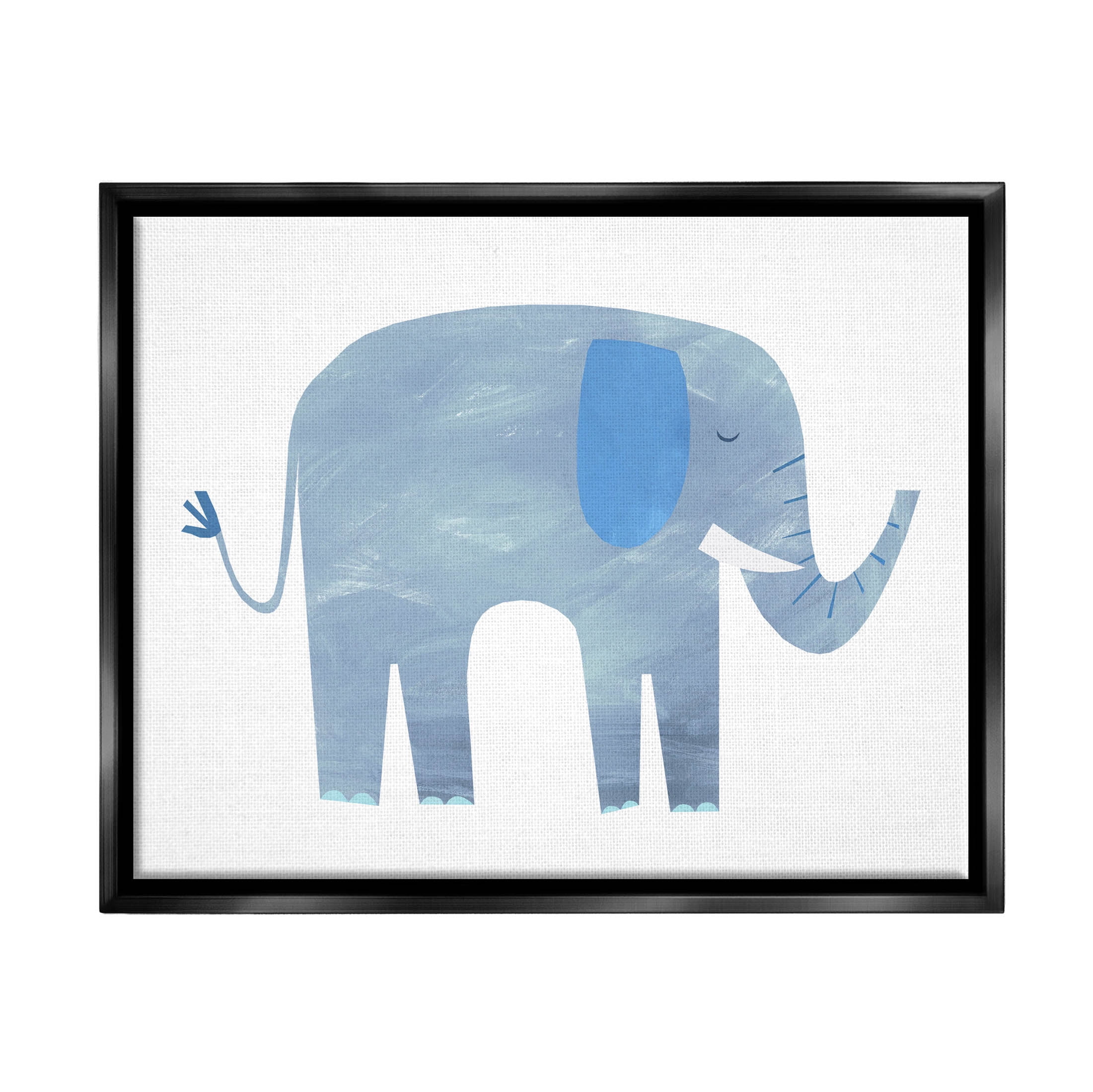 Stupell Industries Elephant Wildlife Animal Shape Graphic Art Jet Black Floating Framed Canvas Print Wall Art, Design by Emily Kopcik