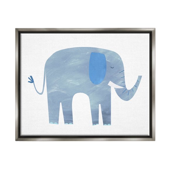 Stupell Industries Elephant Wildlife Animal Shape Graphic Art Luster Gray Floating Framed Canvas Print Wall Art, Design by Emily Kopcik