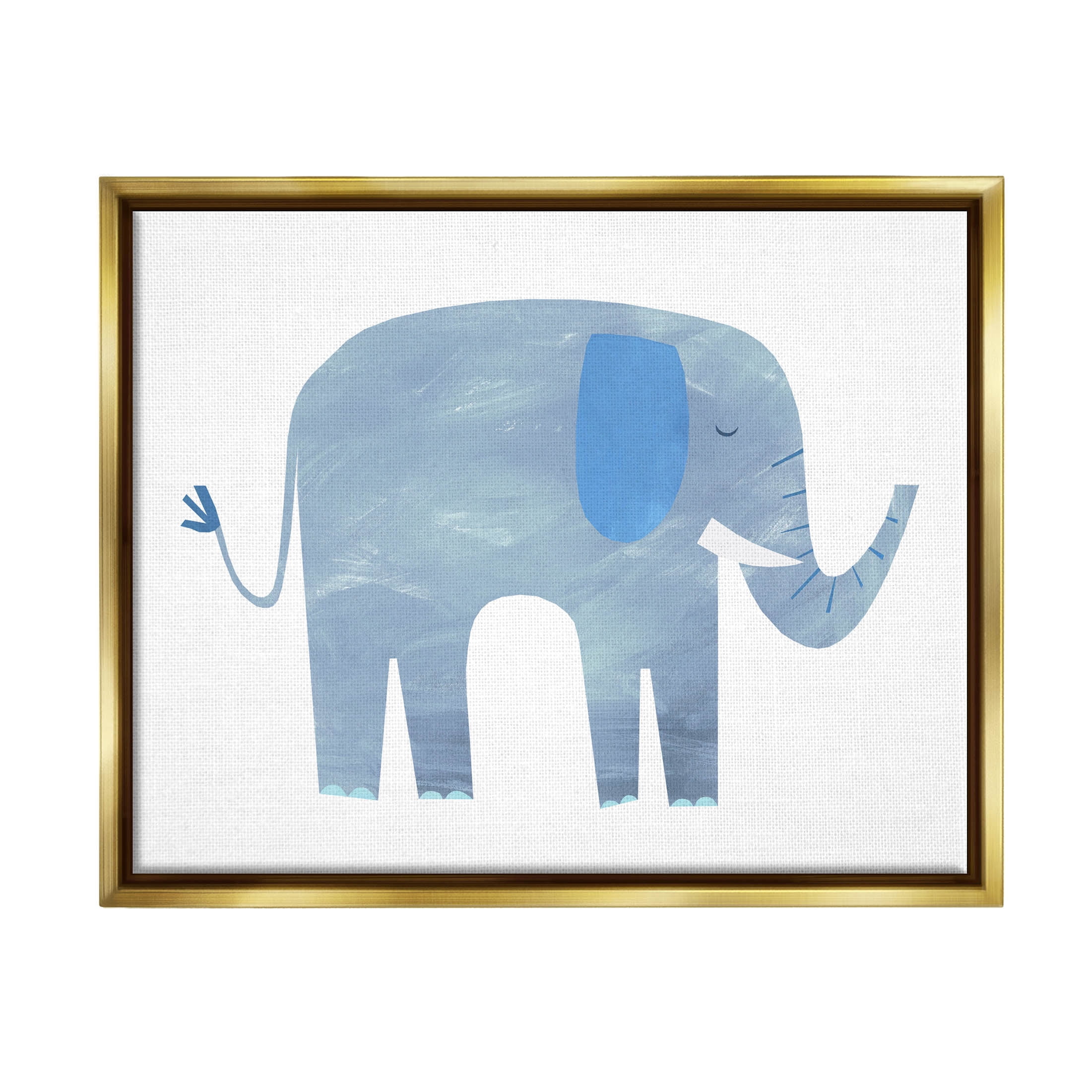 Stupell Industries Elephant Wildlife Animal Shape Graphic Art Metallic Gold Floating Framed Canvas Print Wall Art, Design by Emily Kopcik