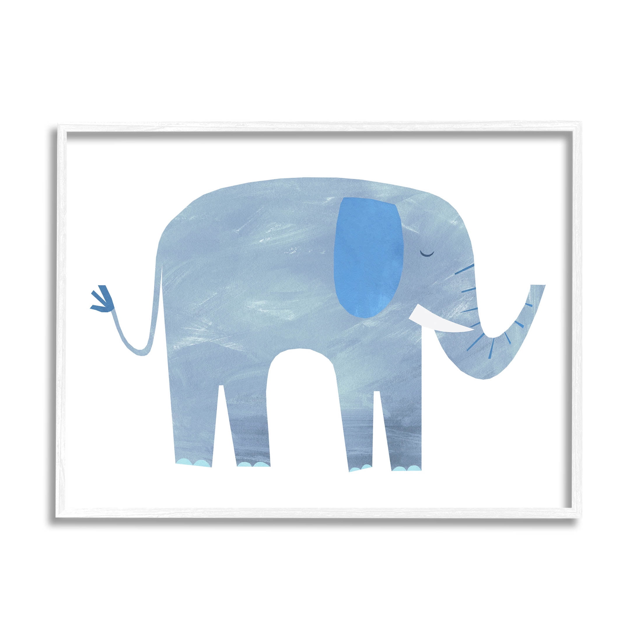 Stupell Industries Elephant Wildlife Animal Shape Graphic Art White Framed Art Print Wall Art, Design by Emily Kopcik