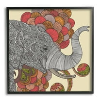 Stupell Industries Elephant Wildlife Detailed Floral Pattern Mandala Shapes Graphic Art Black Framed Art Print Wall Art, Design by Valentina Harper