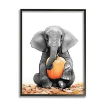 Stupell Industries Elephant in Autumn Leaves Holiday Painting Black Framed Art Print Wall Art, 11 x 14