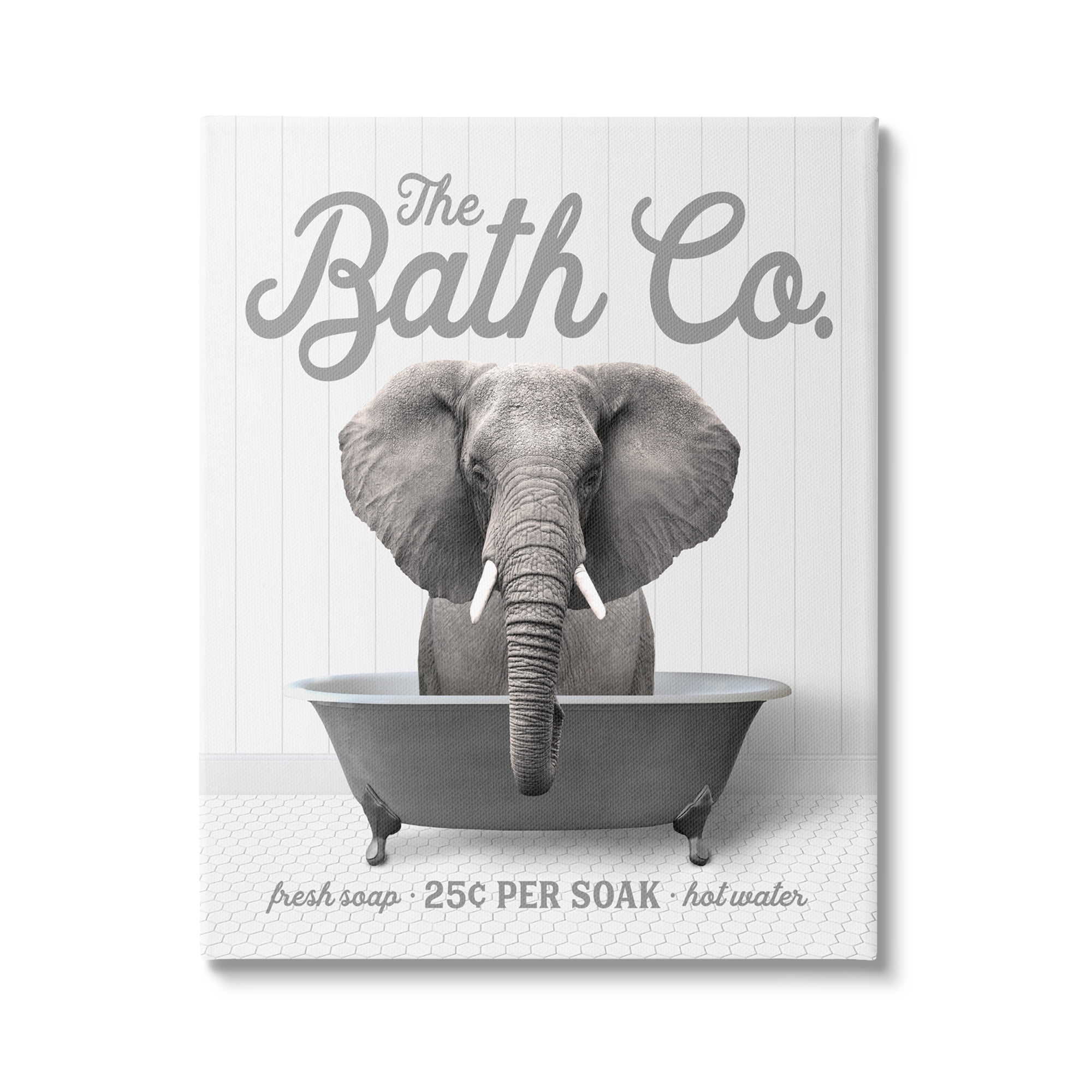 Stupell Industries Elephant in Bathtub Animals & Insects Painting Gallery Wrapped Canvas Print Wall Art, 30 x 40