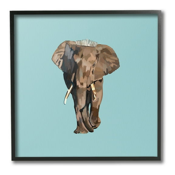 Stupell Industries Elephant in Tiara Crown Animals & Insects Painting Black Framed Art Print Wall Art, 12 x 12