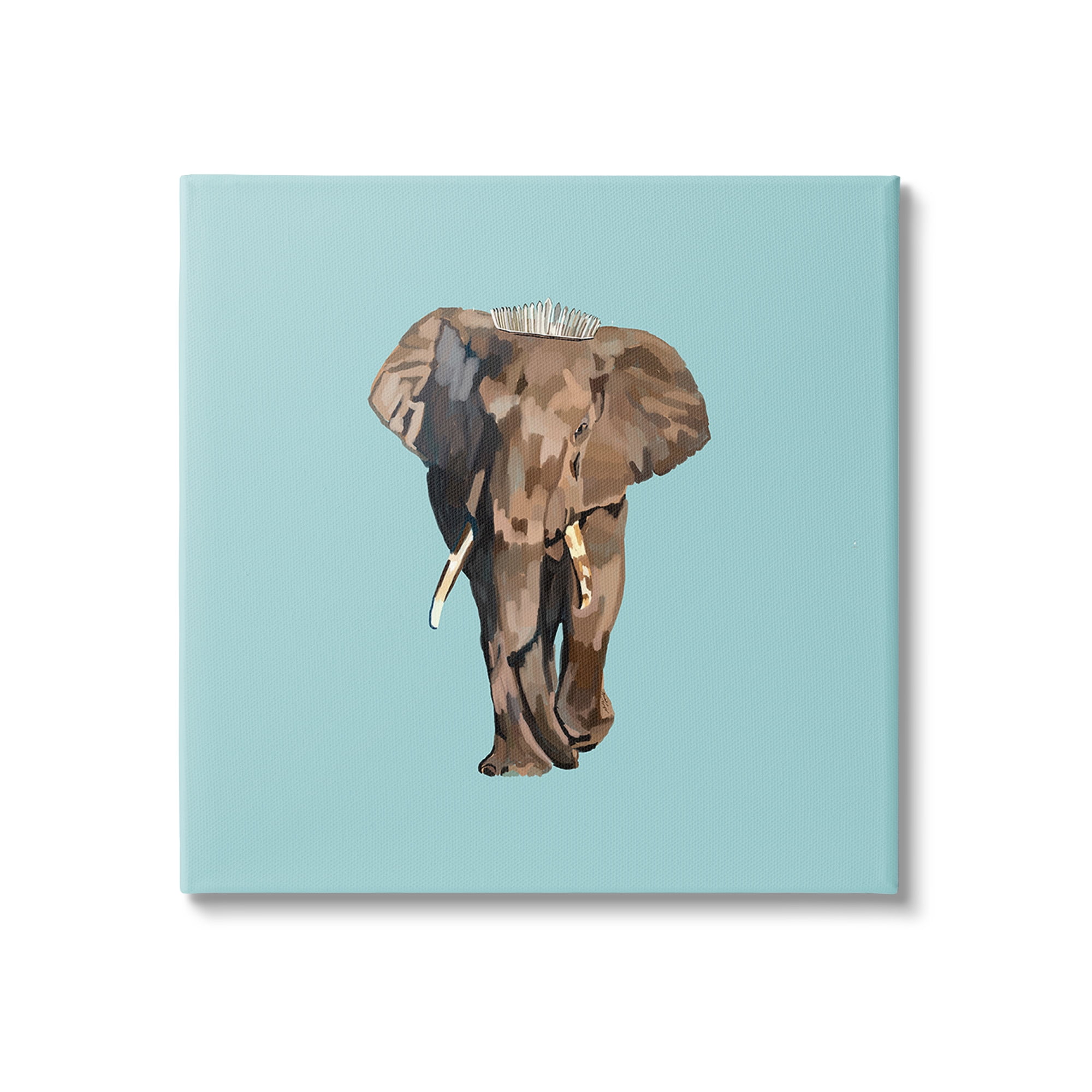 Stupell Industries Elephant in Tiara Crown Animals & Insects Painting Gallery Wrapped Canvas Art Print Wall Art, 17 x 17