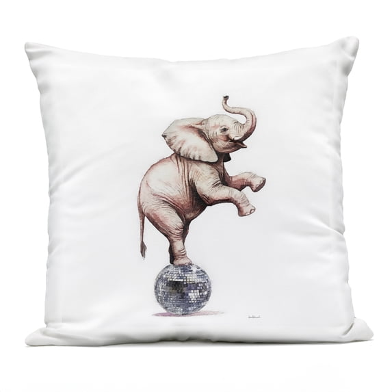 Stupell Industries Elephant on Disco Ball Design by Amanda Greenwood Outdoor Printed Pillow