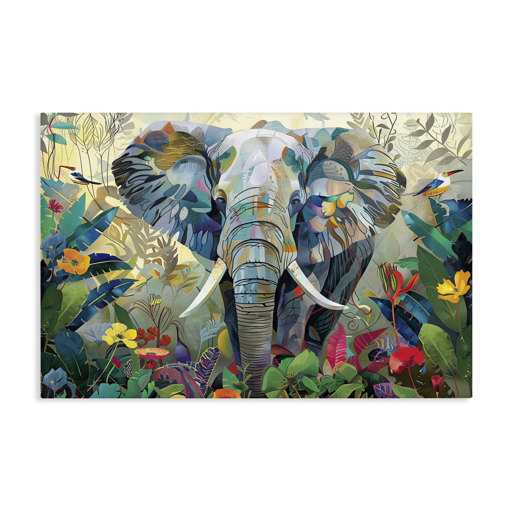 Stupell Industries Elephant's Realm in Tropical Bloom Canvas Wall Art, design by Lazar Studio