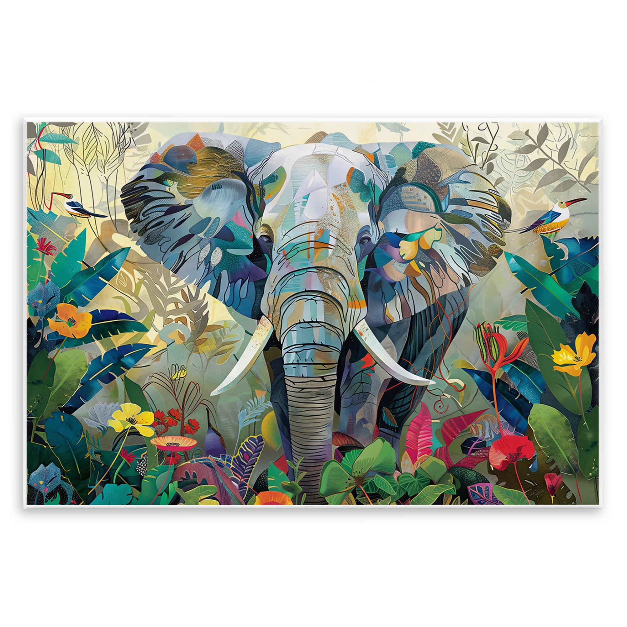 Stupell Industries Elephant's Realm in Tropical Bloom Wall Plaque Art, design by Lazar Studio