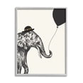 thumbnail image 1 of Stupell Industries Elephant with Derby Hat Holding Black Balloon Graphic Art Gray Framed Art Print Wall Art, 24x30, by Heather McLaughlin, 1 of 5