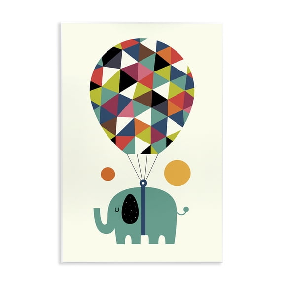 Stupell Industries Elephant with Geometric Balloon Animals Painting Unframed Art Print Wall Art, 13 x 19