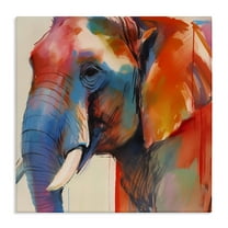 Stupell Industries Elephant with Modern Hues Animals & Insects Painting Gallery Wrapped Canvas Art Print Wall Art, 17 x 17