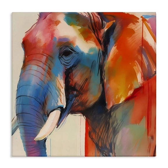 Stupell Industries Elephant with Modern Hues Animals & Insects Painting Gallery Wrapped Canvas Art Print Wall Art, 17 x 17