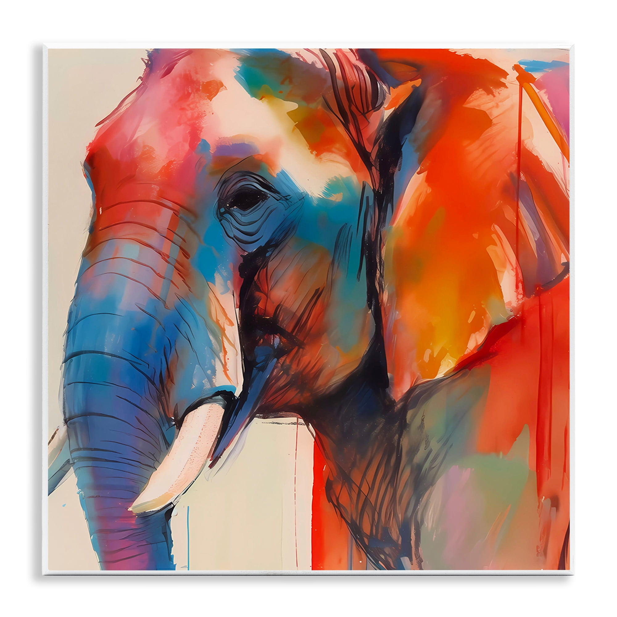 Stupell Industries Elephant with Modern Hues Animals & Insects Painting Unframed Art Print Wall Art, 12 x 12