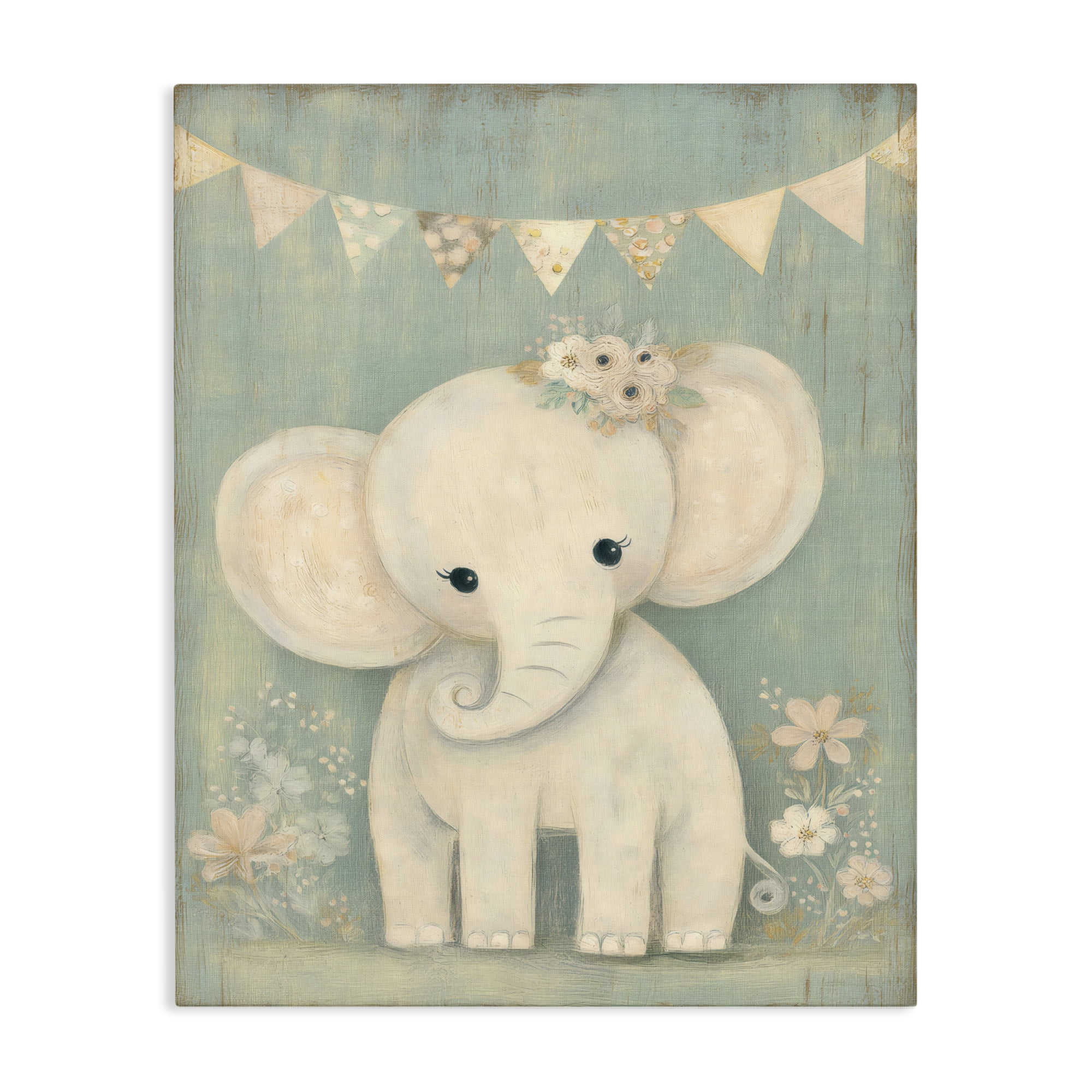 Stupell Industries Elephant with Overhead Banner Canvas Wall Art, design by Ink Drop Loft