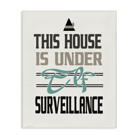 Stupell Industries Eclectic Elf Surveillance Christmas Holiday Word Design Canvas Art, 16 x 20, by Jo Moulton