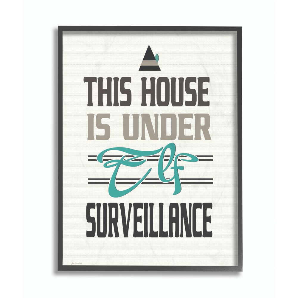 Stupell Industries Elf Surveillance Christmas Holiday Word DesignFramed Wall Art By Artist Jo Moulton
