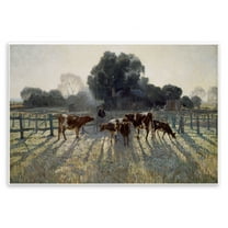 Stupell Industries Elioth Gruner Morning Cows Country Charm Painting Unframed Art Print Wall Art, 15 x 10