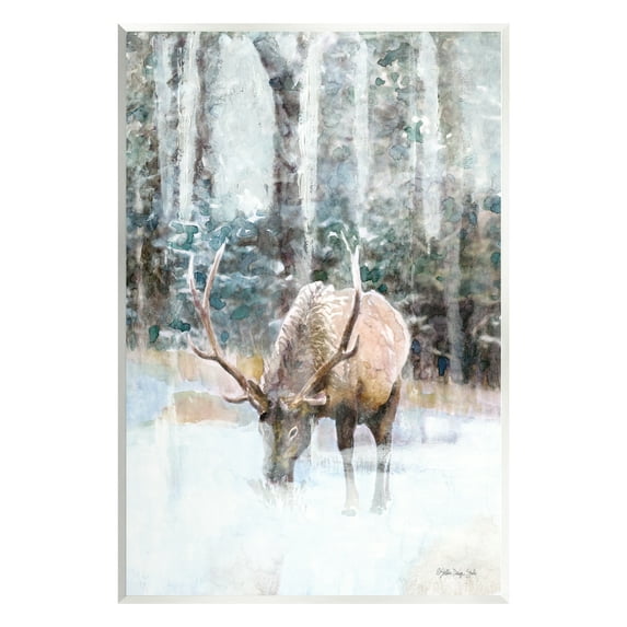 Stupell Industries Elk Abstract Woodland Nature Animals & Insects Painting Unframed Art Print Wall Art, 13 x 19
