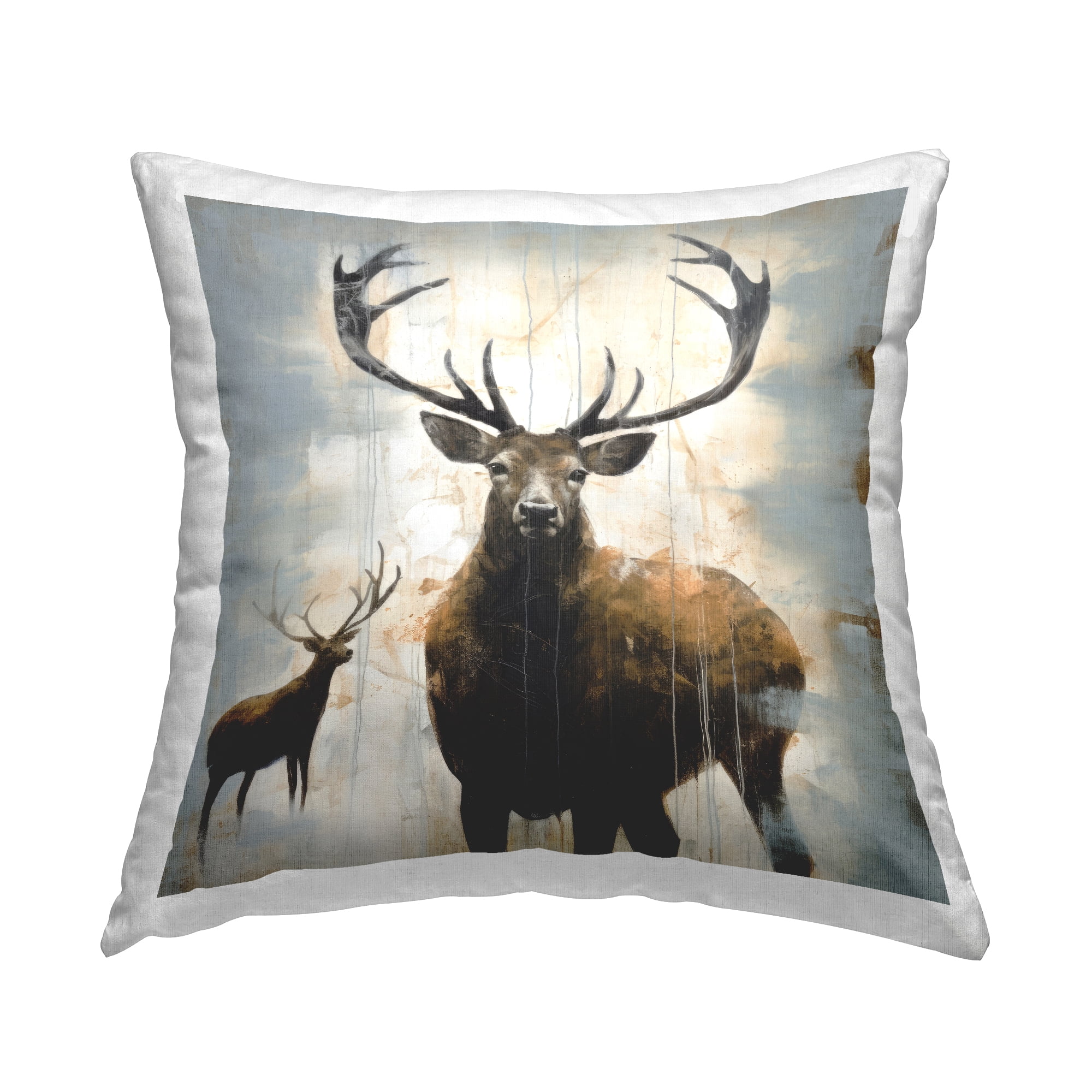 Stupell Industries Elk Abstraction on Grey Decorative Printed Throw Pillow, 18 x 18