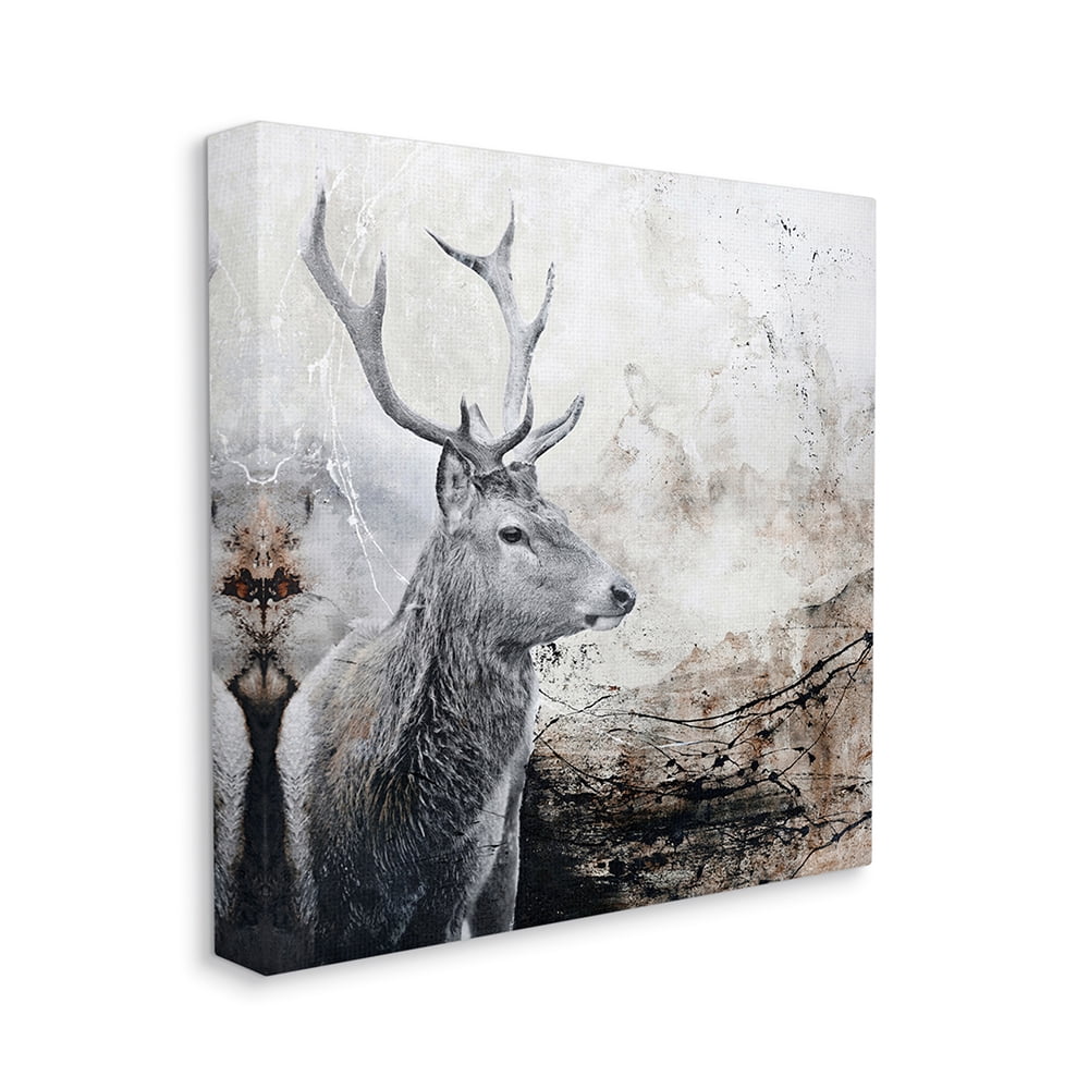 Stupell Industries Elk Antler Portrait Rustic Abstract Landscape Canvas Wall Art by Design Fabrikken