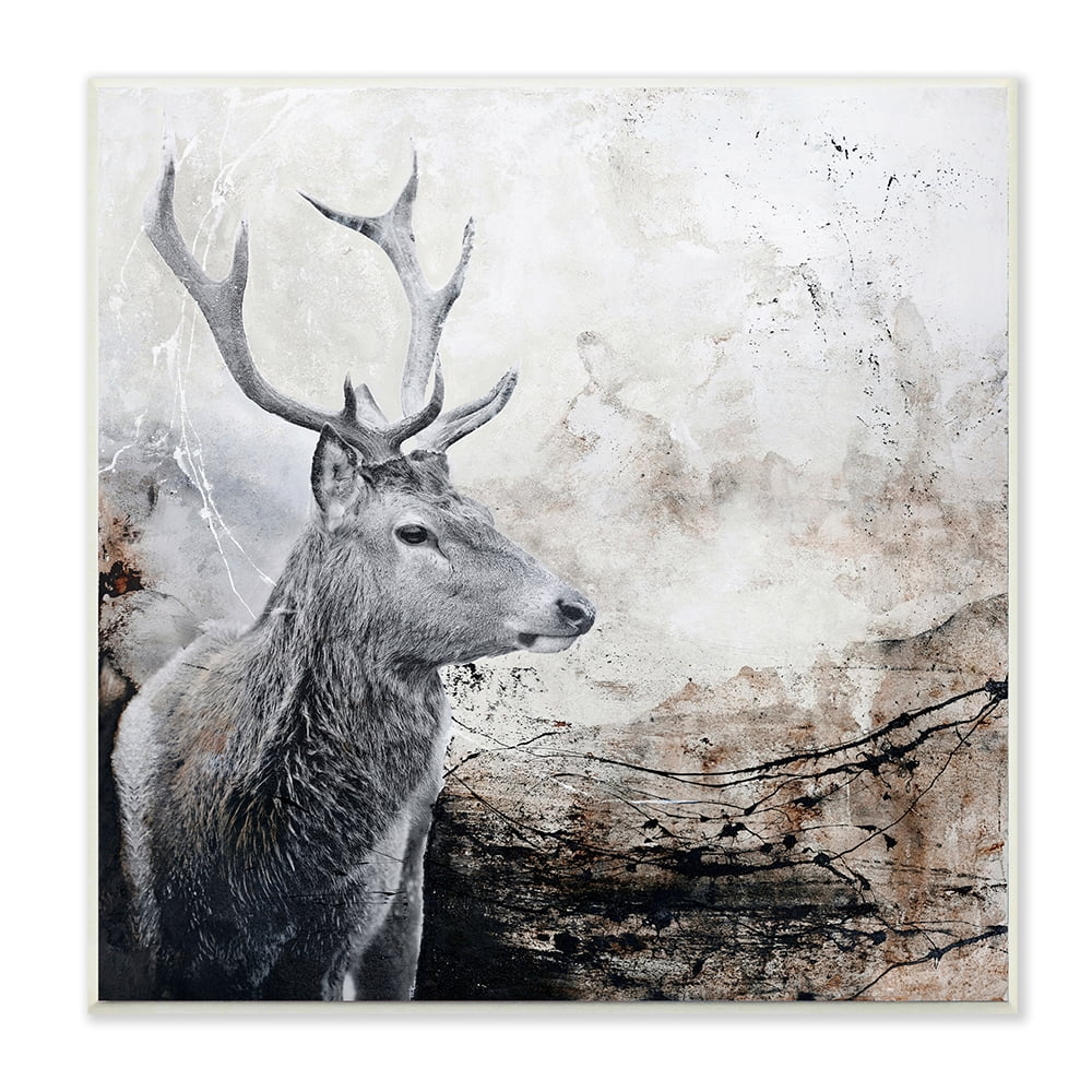 Stupell Industries Elk Antler Portrait Rustic Abstract Landscape Wall Plaque by Design Fabrikken