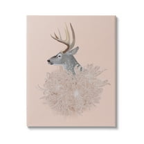 Stupell Industries Elk & Chrysanthemum Animals & Insects Painting Gallery Wrapped Canvas Art Print Wall Art, 16 x 20